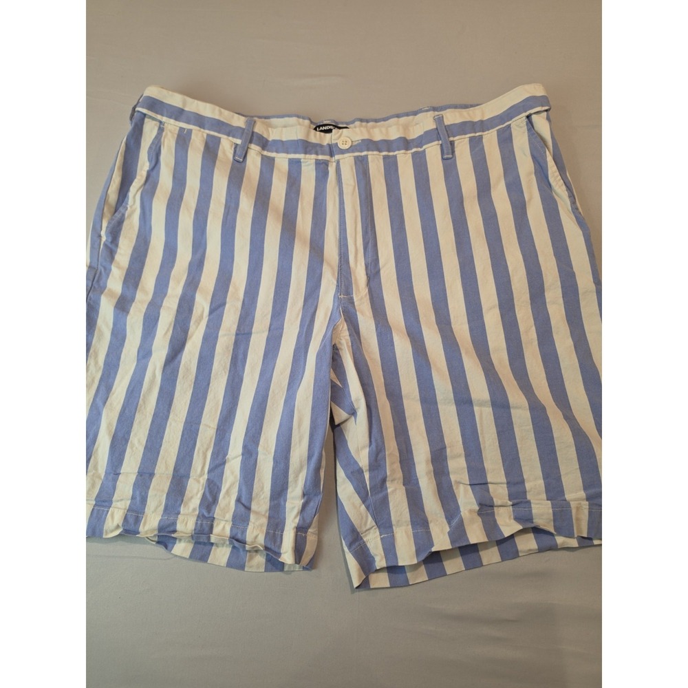 Lands End Mens Blue And White Striped‎ Shorts Size 42 Strech Waist